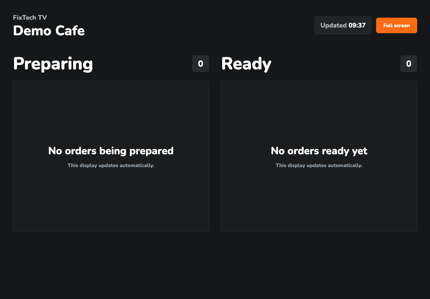Order readiness TV display